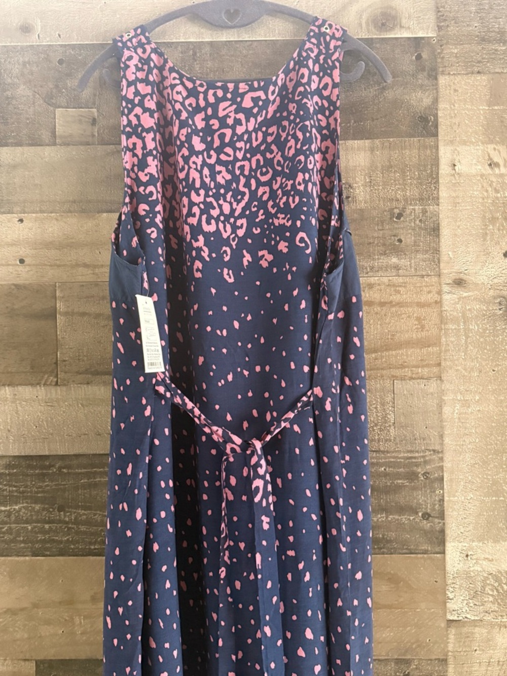 Sleeveless Navy Maxi Dress with Pink Print - Picture 8 of 10